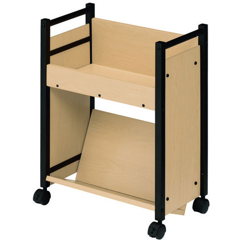 【法人配送限定】林製作所 アンダーデスクワゴン ナチュラル YS-L9 キャスター付(ストッパー2個付) W450xD250xH600mm 棚サイズ：406x213mm 上段A4サイズのファイルボックス収納可能 カバンフック付 棚は傾斜棚と平棚使い分け可能 お客様組立