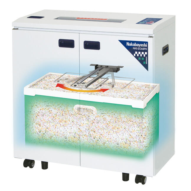 【 搬入設置込み 】 ナカバヤシ　オフィス電動シュレッダ　ダブルカット　紙専用　NXI-206SPH　1台　◆A3用紙対応　投入幅320mm　◆コンパクト＆ハイセキュリティなデスクサイドタイプ　◆緊急停止が可能な安全停止スイッチを搭載