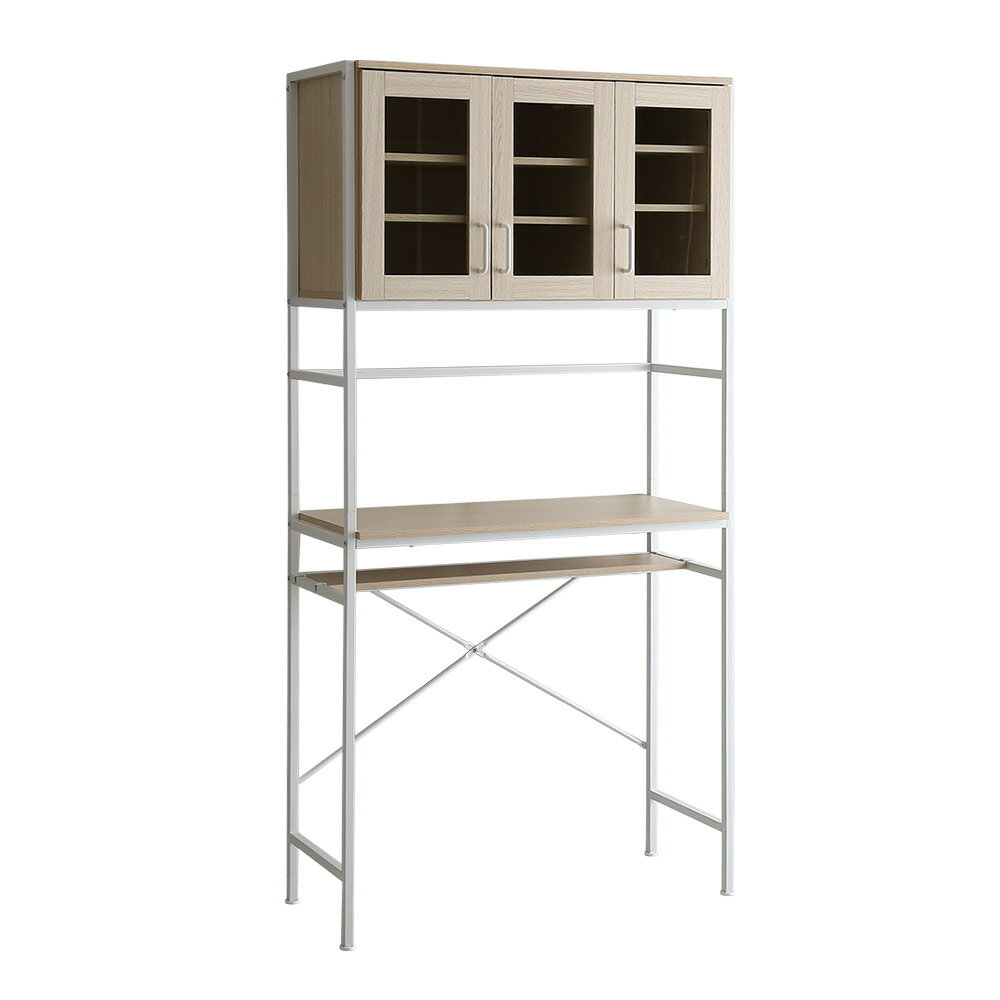 収納家具 キッチン収納　さわやかなオシャレゴミ箱上ラック　ワイドタイプ　ホワイトオーク色　FRA-T3W..