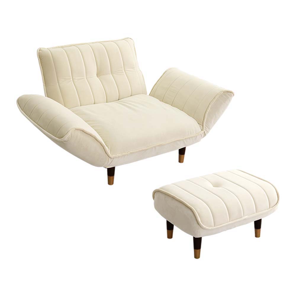 【 2022/12/20 AM　在庫潤沢 】 大人かわいいインテリア ベロアカウチソファ 1人掛け+オットマンセット..