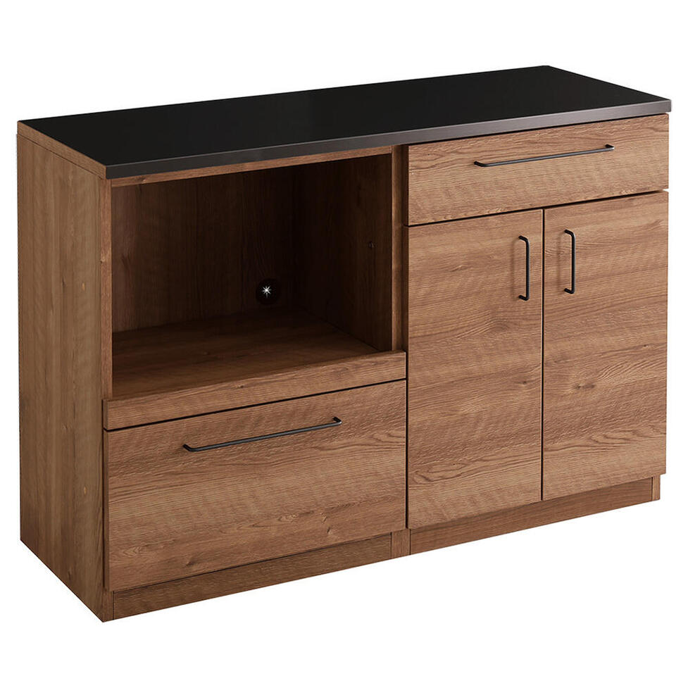 【 日本製 】 特殊鋼板を使った組み合わせキッチンカウンター　120cm　オープン収納 ＋ 扉収納　ナチュ..