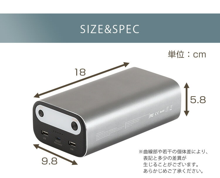 【 2022/06/154AM　在庫潤沢 】 ポータブルバッテリー　AC10--DGY 【 家庭用蓄電池 】 【 26756mAh/99Wh 】 【 PSE認証済 】 【 AC出力 USB出力 Type-C USB-C入力 】 【 ダークグレー色 】 防災用品　キャンプ用品