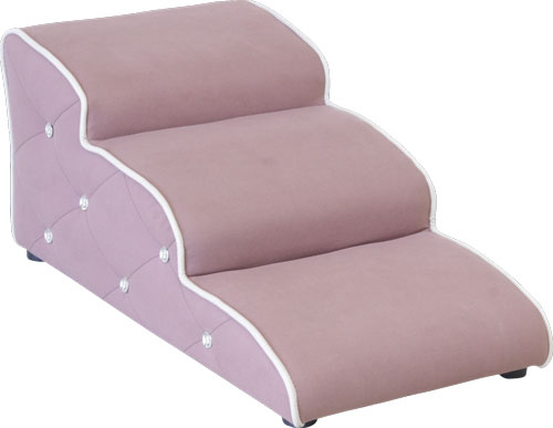 大川リビング ペットステップ 3段 DG-STEP-3-PK W40×D81×H34cm ピンク色 引っかきキズに強い特殊生地を採用 ワンちゃんのソファーやベッドの上り下りも楽々 ペット用家具 ワンちゃん,ネコちゃん向け