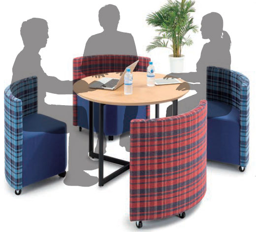 トヨセット スマートラウンジ LS-840シリーズセット[チェア：LS-840FC-□×4脚とテーブル：LS-1000T-□×1台のセット][受注生産][テーブルはお客様組立]オフィス,SOHO,事務所,工場,会議室,医療・福祉施設,病院,公共施設,学校,学習塾向け