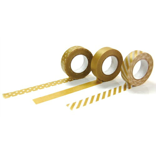 【ナカバヤシ】 和紙マスキングテープD tape/ストライプ/15MM/ゴールド DT15-STRIP...