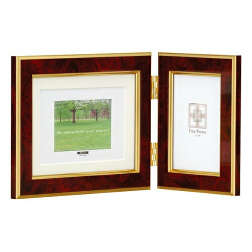 【ナカバヤシ】 フォトスタンド 樹脂製 マーブル大理石調 KG判ヨコ+L判タテ 2面タイプ フ-TP-154-R レッド 【掲示用品】 【フレーム・額縁】