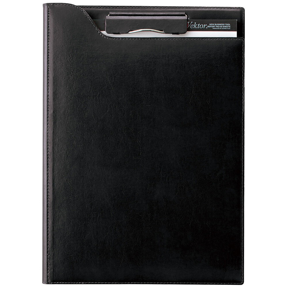 zeitVektorクリップファイル（A4）再生皮革製ブラックZVF654Bレイメイ藤井