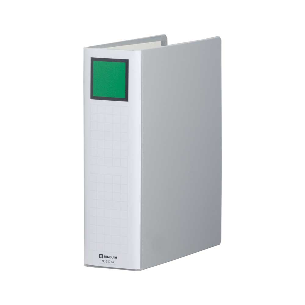 商品名 キングファイル スーパードッチイージー グレー 2477A-GY 商品番号 2477A-GY 仕様 ●外寸：約243（W)×307（H)×86（D)mm　●A4タテ型　●収納枚数：コピー用紙700枚キングファイル スーパードッチイージー グレー 2477A-GY キングファイル スーパードッチイージー グレー 2477A-GY とじ具と表紙を簡単キレイに分別できる、両開きパイプファイルのベストセラー。