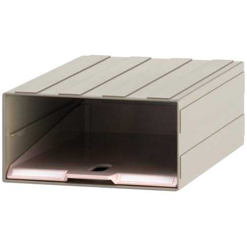 商品名 ビジネスカセッター A4-トレー1 A4/1列/1段 商品番号 A4-トレー1 仕様 ■規格：A4判■引出：1列・1段■トレー内寸：W231×D324×H101mm■外形寸法：W247×D347×H125mm■材質：外枠＝ABS樹脂・引出＝強化スチロール樹脂 JANコード 4948349106938書類が出し入れしやすいオープン型ケース。積み重ねたり、連結したり、上下左右に組み合わせられる収納ケースです。