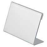 商品名 L型カード立 CT-104L 商品番号 CT-104L 仕様 ■外形寸法：幅120×奥行38×高さ85mm■厚さ：2．0mm■材質：透明メタクリル樹脂（PMMA） JANコード 4977564096069表示物が見やすく、読みやすいL型のカード立てです。オフィスの案内表示や店舗のプライスカード立て等に適しています。