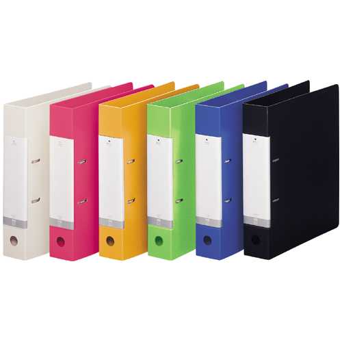 アルバムとママ雑貨の店オフィス31の【J-279069】【LIHITLAB】D型リングファイル G2240-6 A4S 56mm 黄緑【ファイル】｜アングル2