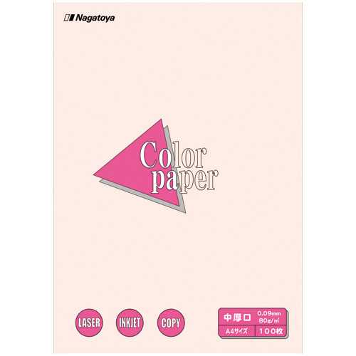 【J-198000】【Nagatoya】カラーペーパー 中厚口 A4 さくら 100枚【コピー用紙】