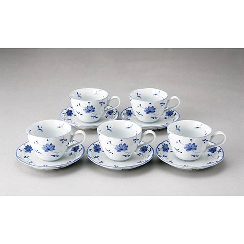 【J-385745】【玉陶】花唐草コーヒー碗皿5客セット2306-3【キッチン】