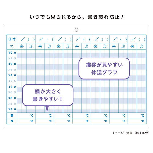 壁にかけられる体温記録 B5 パープル R23...の紹介画像2