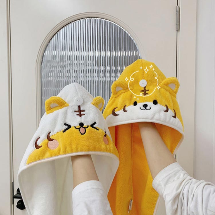 タオルキャップ ドライキャップ ヘアドライ タオル 耳付き 吸水 速乾 柔らい マイクロファイバー ヘアターバン 可愛い おしゃれ 動物 虎 お風呂上り 便利グッズ バス用品 officeconnect-10001246 オフィスコネクト楽天市場店 サンプル画像3