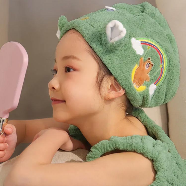 送料無料 タオルキャップ ドライキャップ キッズ ヘアドライ タオル 耳付き 吸水 速乾 柔らい 子供 可愛い おしゃれ 海 プール 便利グッズ お風呂上り バス用品 officeconnect-10001248 オフィスコネクト楽天市場店 サンプル画像2