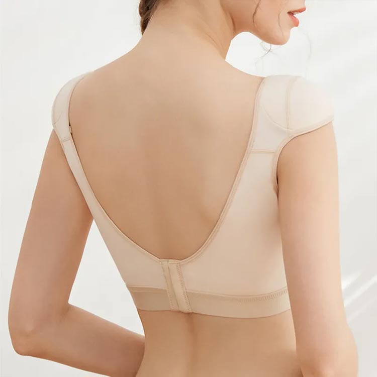 肩パッド付き ブラジャー ブラ レディース 肩パッド付きブラ ノンワイヤー ブラ インナー フレンチスリーブ Tシャツブラ Vネック 補正下着 なで肩 対策 高低差 肩対策 脇肉 脇高 背中 スッキリ 無地 ストレッチ バックメッシュ 【送料無料】