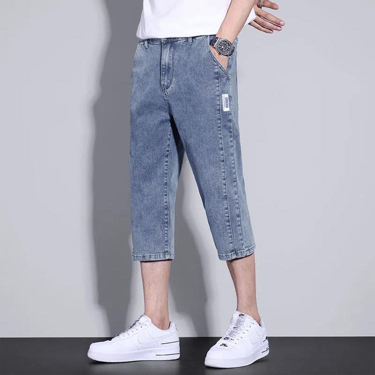 デニム ハーフパンツ 膝下丈 メンズ ショートパンツ 7分丈 クロップドパンツ スリ...