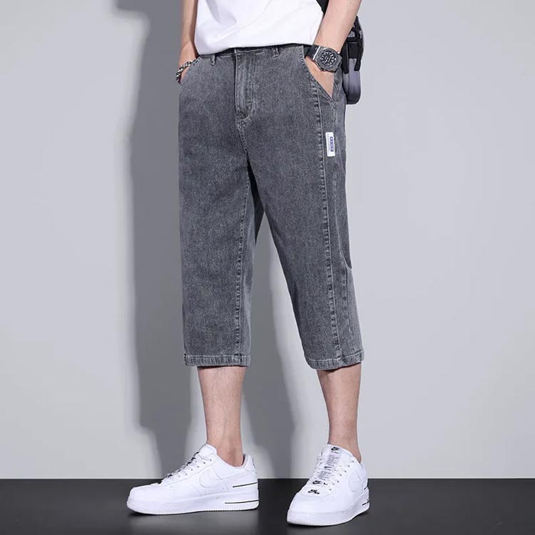 デニム ハーフパンツ 膝下丈 メンズ ショートパンツ 7分丈 クロップドパンツ スリ...