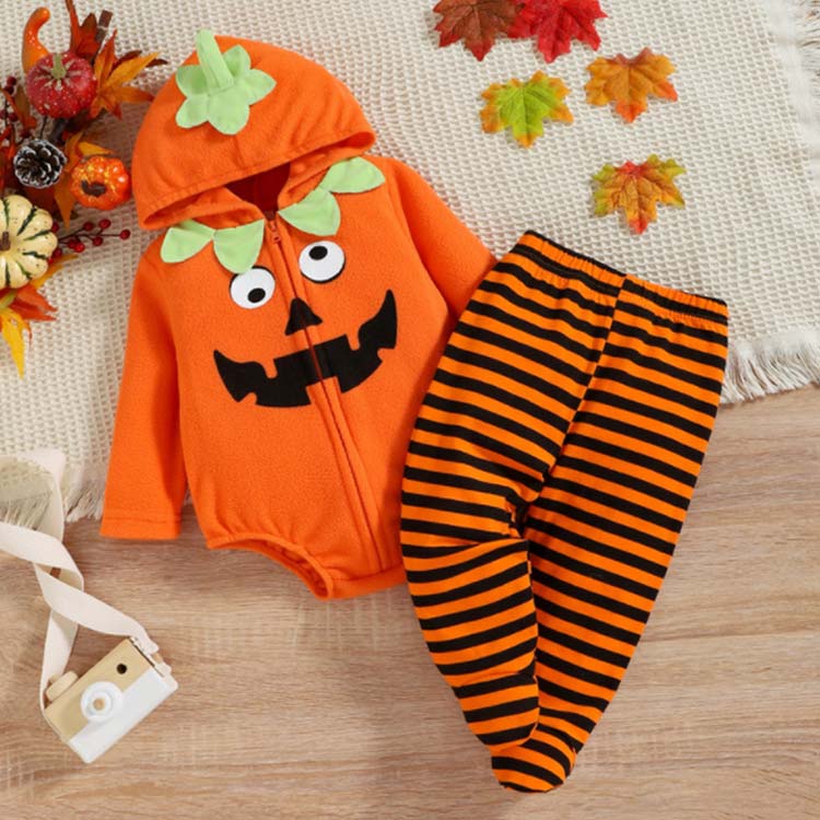 ハロウィン コスプレ 衣装 2点セット ベビー 仮装 かぼちゃ パンプキン ロンパース...