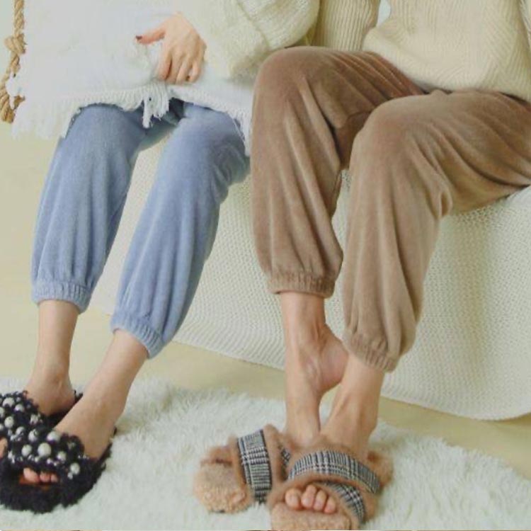ルームパンツ レディース 秋冬 厚手 ロング丈 フリース ロングパンツ 2枚組 あった...