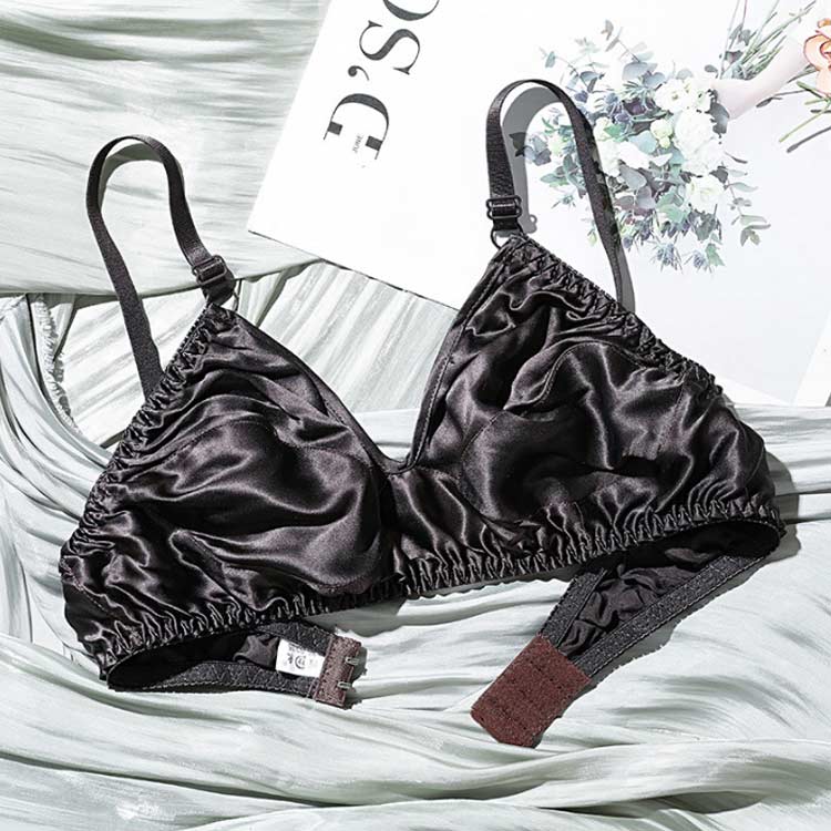 シルク ノンワイヤーブラジャー 単品 下着 レディース シルクストレッチサテン サテン ブラジャー ブラレット 女性 かわいい下着 カシュクール 盛りブラ セクシー 見せブラ 魅せブラ 谷間ブラ 補正ブラ ノンワイヤー ワイヤレス 胸を小さく見せるブラ