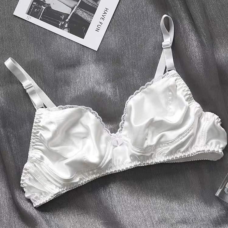 ブラレット シルク シルクサテン レース ブラジャー ノンワイヤー レディース 送料無料 シルクブラジャー Aカップ Bカップ Cカップ シルクブラジャー シルクのブラジャー シルク 絹 レディースインナー インナー シルクインナー シルクレディースインナー