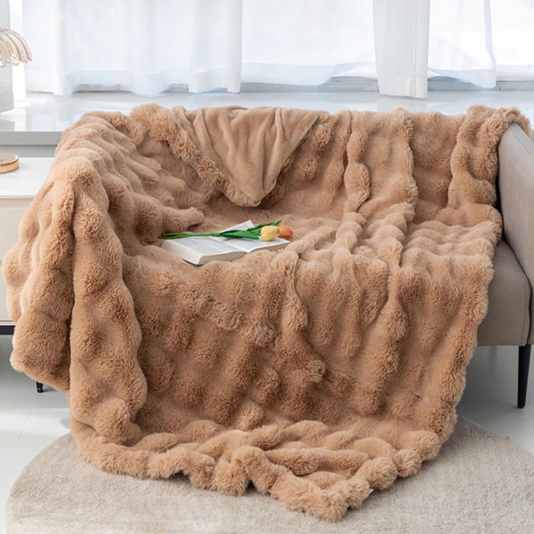 ブランケット 北欧 ダブル 掛毛布 かけ毛布 200×230cm エコファー 毛布 ポコポコブランケット ポコポコ 厚手 ブランケット もこもこ ふわふわ あったか 暖かい 防寒対策 ぬくぬく 毛布 秋冬 冬 節電対策 北欧 インテリア 送料無料 [3]