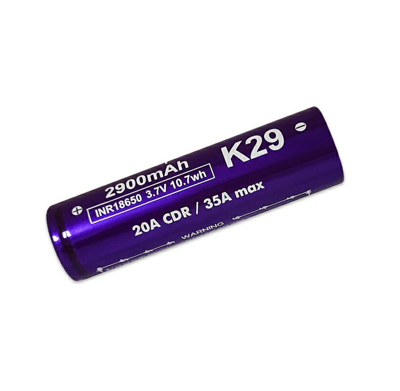 電子タバコ専門店　オフィスエッジの【2本セット】Vapcell K29 INR18650 2900mAh 20A フラットトップバッテリー バップセル ベイプ vape 充電池 充電式 電池 リチウムイオンバッテリー [H-81]｜アングル3