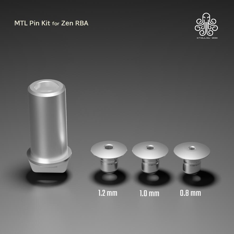 商品名 Cthulhu mod Zen RBA MTL Pin Kit 商品説明 Cthulhu mod Zen RBA 用 サイズ: 0.8 mm, 1.0 mm, 1.2 mm 内容品 MTL Pin× 3 0.8 mm, 1.0 mm, 1.2 mm 予備Oリングセット 注意事項 エアピンのみの販売になります。 RBA本体は付属しておりません。