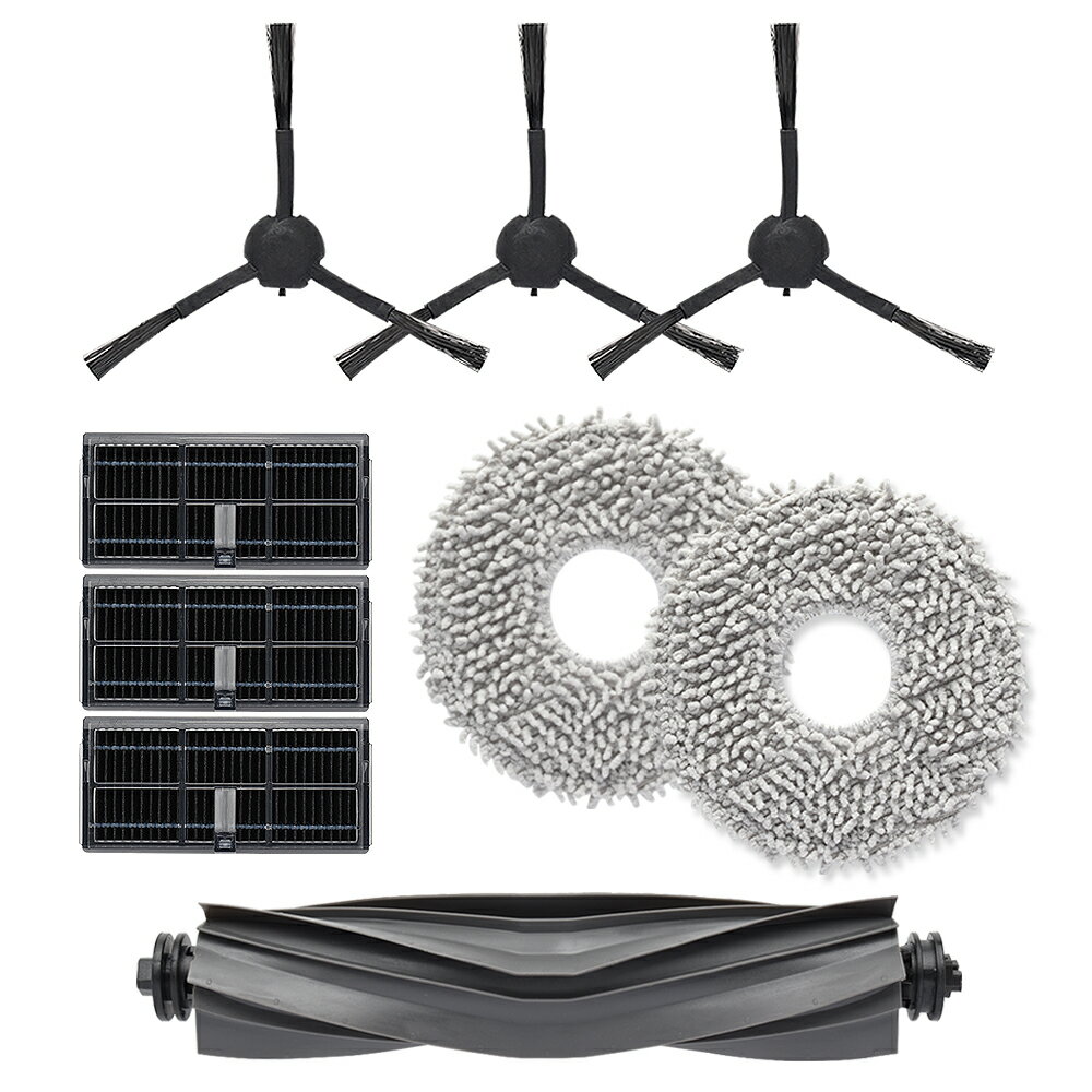 Rakuten - ドリーミー ロボット掃除機 L10 / L40 / X30 用 サイドブラシ、メインブラシ、モップパッド、フィルター 交換パーツ9点セット 互換品