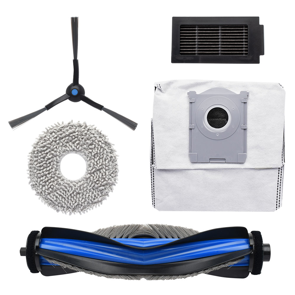 エコバックス T50 OMNI / T50 Pro OMNI用 モップ、サイドブラシ、抗菌フィルター、メインブラシ、抗菌ゴミパック 互換交換パーツ5点セット 互換品