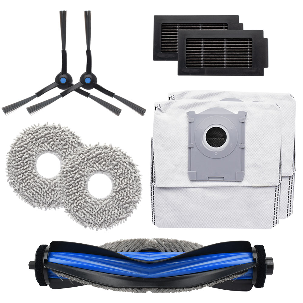 エコバックス T50 OMNI / T50 Pro OMNI用 モップ、サイドブラシ、抗菌フィルター、メインブラシ、抗菌ゴミパック 互換交換パーツ9点セット 互換品