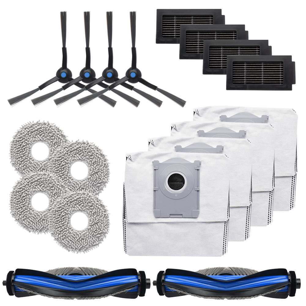 エコバックス T50 OMNI / T50 Pro OMNI用 モップ、サイドブラシ、抗菌フィルター、メインブラシ、抗菌ゴミパック 互換交換パーツ18点セット 互換品 【沖縄・離島 お届け不可】