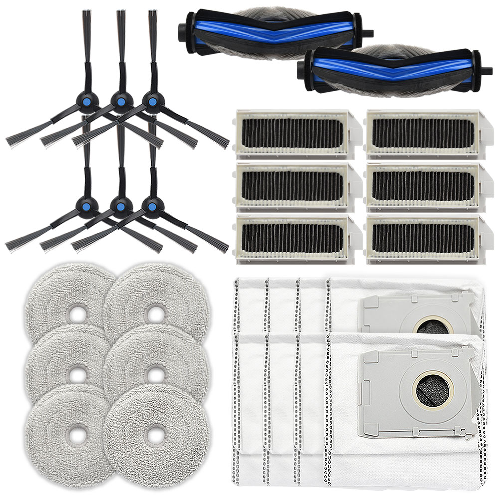 Rakuten - エコバックス mini用 サイドブラシ、抗菌フィルター、絡み防止メインブラシ、モップパッド、抗菌ゴミパック 交換パーツセット 28点セット 互換品