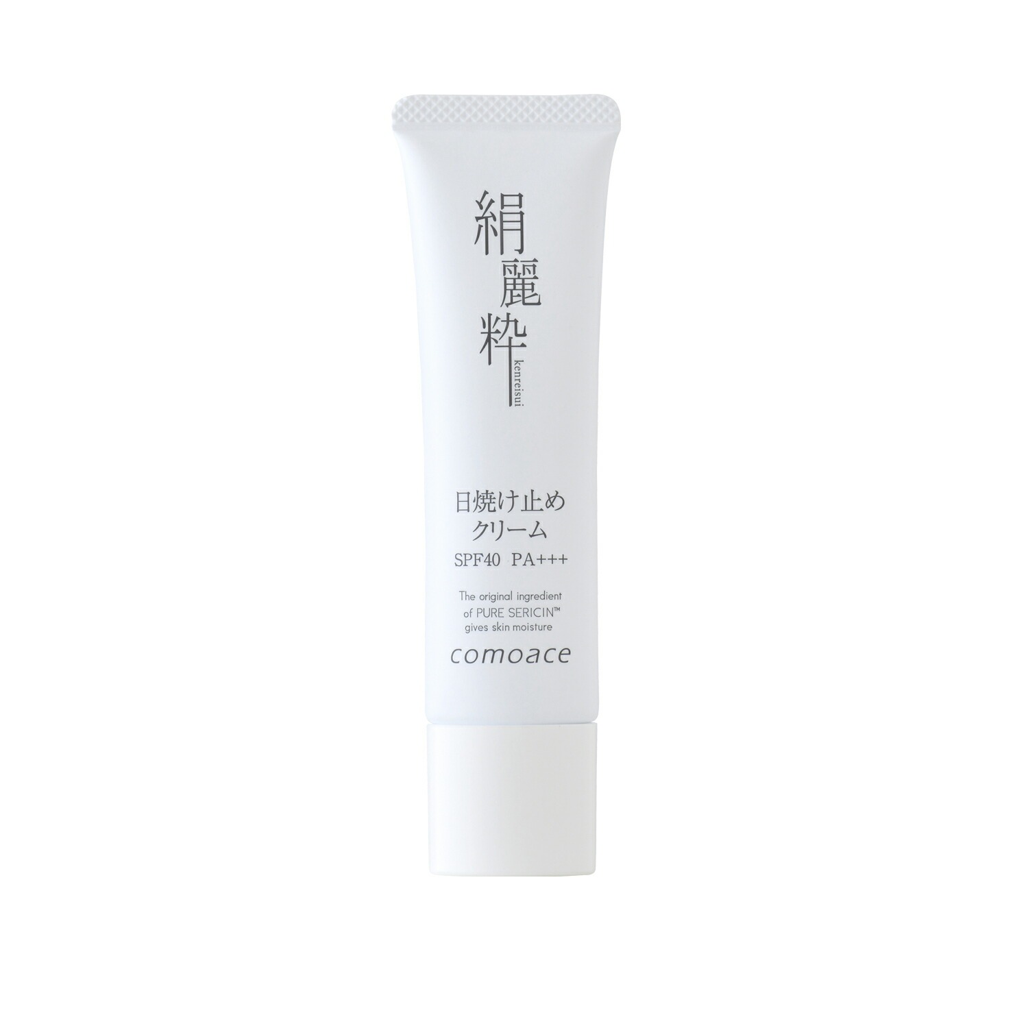 商品名 絹麗粋 モイスト-エッセンス-UV 内容量 30g 使用量目安 パール粒大 特徴 SPF 40／PA+++ 紫外線による乾燥などのダメージから素肌を守り、つけている間うるおいのある美肌を保ちます。べたつきがなく化粧下地としてもおすすめです。 ◎無香料 ◎アレルギーテスト済※ ◎無添加／紫外線吸収剤、パラベン、アルコール、鉱物油、合成香料、着色料 ※全ての方にアレルギーが起こらないというわけではありません。 全成分 水、シクロペンタシロキサン、酸化チタン、ジメチコン、酸化亜鉛、BG、ジフェニルシロキシフェニルトリメチコン、PEG−10ジメチコン、メタクリル酸メチルクロスポリマー、グリセリン、セリシン、加水分解コラーゲン、加水分解ヒアルロン酸、アマチャヅル葉エキス、イザヨイバラエキス、ベニバナ花エキス、グリチルリチン酸2K、スクワラン、ステアリン酸、ジステアルジモニウムヘクトライト、塩化Na、含水シリカ、水酸化Al、ハイドロゲンジメチコン、（ジメチコン／ビニルジメチコン）クロスポリマー、（アクリル酸アルキル／ジメチコン）コポリマー、トコフェロール、フェノキシエタノール 配送方法 宅配便（送料無料）　代金引換不可※沖縄・離島 お届け不可 キーワード：日焼け止め | 絹麗粋 | 30g | クリーム | SPF40 | PA+++ | 化粧下地 | 美容成分 | しみ | くすみ | 乾燥 | エイジングケア | 高保湿 | ピュアセリシン | 無添加 | コモエース | セーレン 【 comoace シリーズ 】独自成分 「高浸透型※1エイジングケア※2成分」配合 ピュアセリシン※3と厳選された成分※3を組み合わせて、 角質層のすみずみまでグングン浸透する独自の複合成分を全アイテムに配合。 みずみずしいうるおいで満たし、ふっくらハリのあるキメの整った素肌に導きます。 &nbsp; さらに、和漢成分※3配合 &nbsp;※1 年齢に応じたケア　※2 角質層まで　※3 保湿成分 &nbsp;
