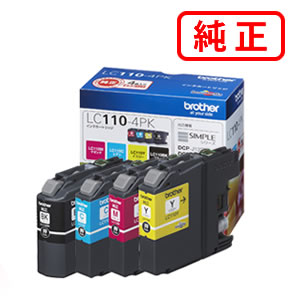 ● 商品の詳細 ブラザー　LC110-4PK　純正インクカートリッジ BROTHER　LC110BK（ブラック） BROTHER　LC110C（シアン） BROTHER　LC110M（マゼンタ） BROTHER　LC110Y（イエロー） ※...