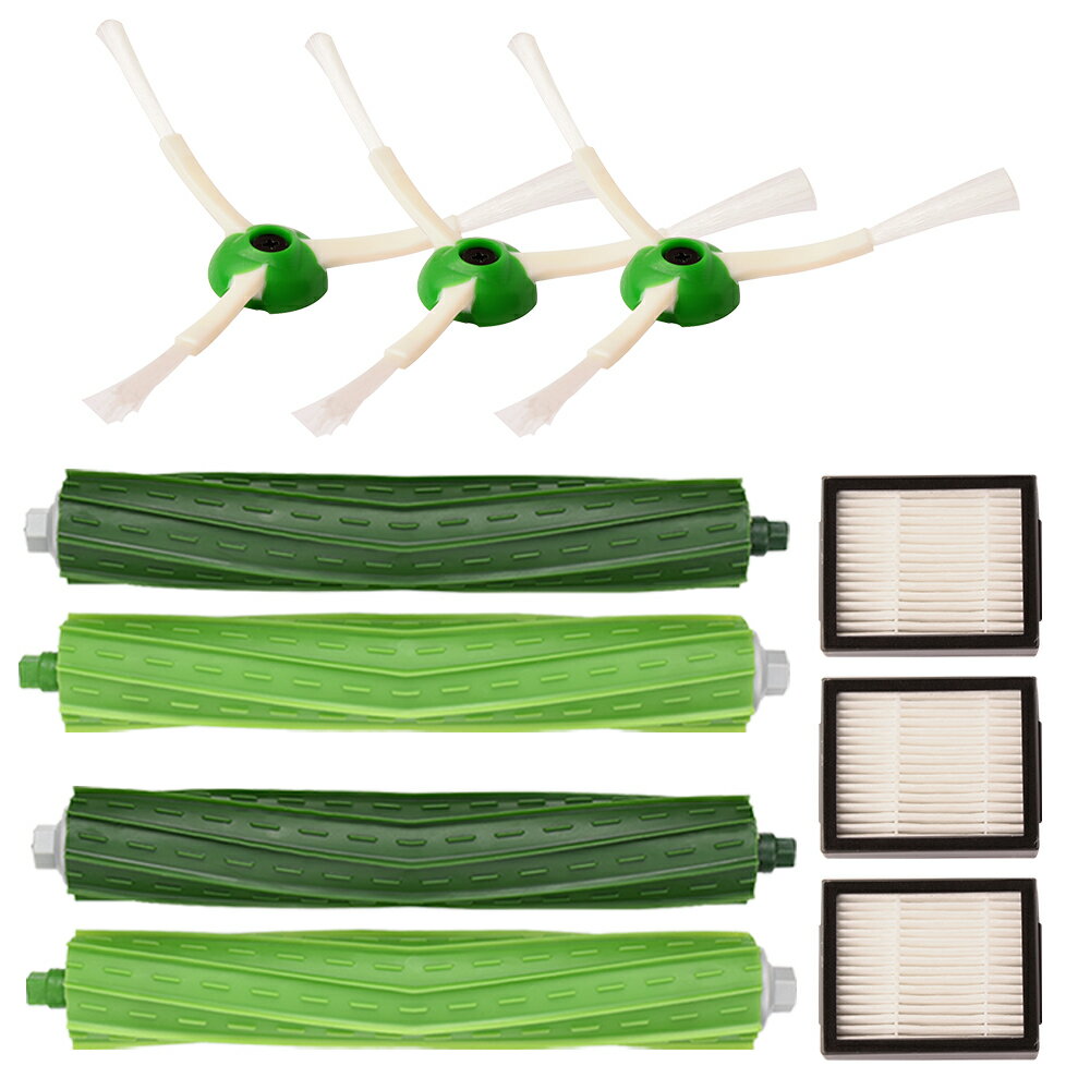ルンバ e5/i2/i3/i5/i7/j5/j7/j9 シリーズ用 互換品 消耗品8点セット ダストカットフィルター×3個 エッジクリーニングブラシねじ付×3個 デュアルアクションブラシ（2本セット）×2