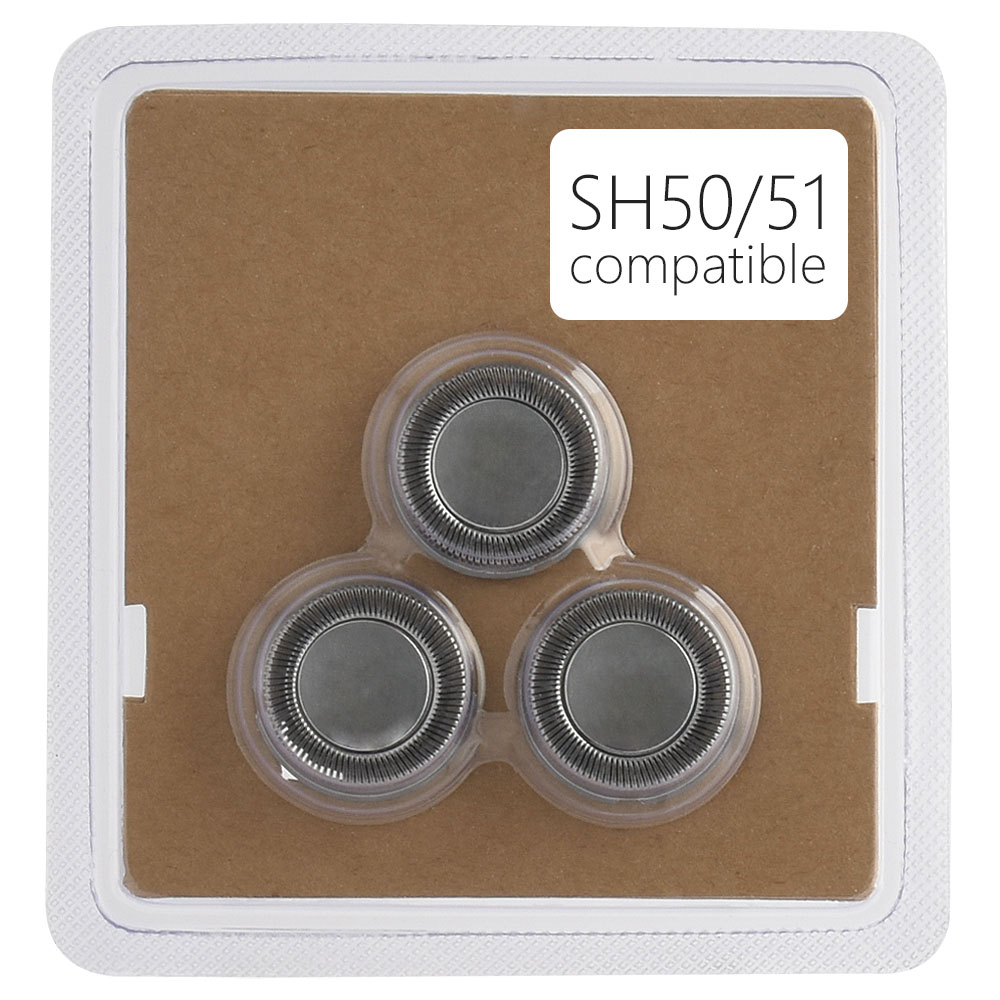 商品詳細 商品名 フィリップス シェーバー 5000 6000 シリーズ用 SH50/51 対応互換シェーバー替え刃 入り数 1本 原産国 中国 対応機種 シェーバー S5000 シリーズ (丸型ヘッド) シェーバー S6000 シリーズ (丸型ヘッド) ※ご購入前に本体の型番・対応品番を必ずご確認ください。 注意 本商品は互換品です。フィリップス純正品ではありません。簡易パッケージでのお届けとなります。製造時期により、外観や一部のパーツデザインが画像とわずかに異なる場合がありますが、性能・対応機種への適合には問題ありません。 保証 購入日から3ヵ月間 交換目安 約2年（剃り味の低下を感じたら交換してください） 配送方法 メール便（送料無料・代引不可） ↓↓ 取り扱い商品一覧 ↓↓