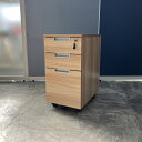 【中古】ワゴン おしゃれ家具 ウッド模様 ナチュラル 3段ワゴン ノーブランド