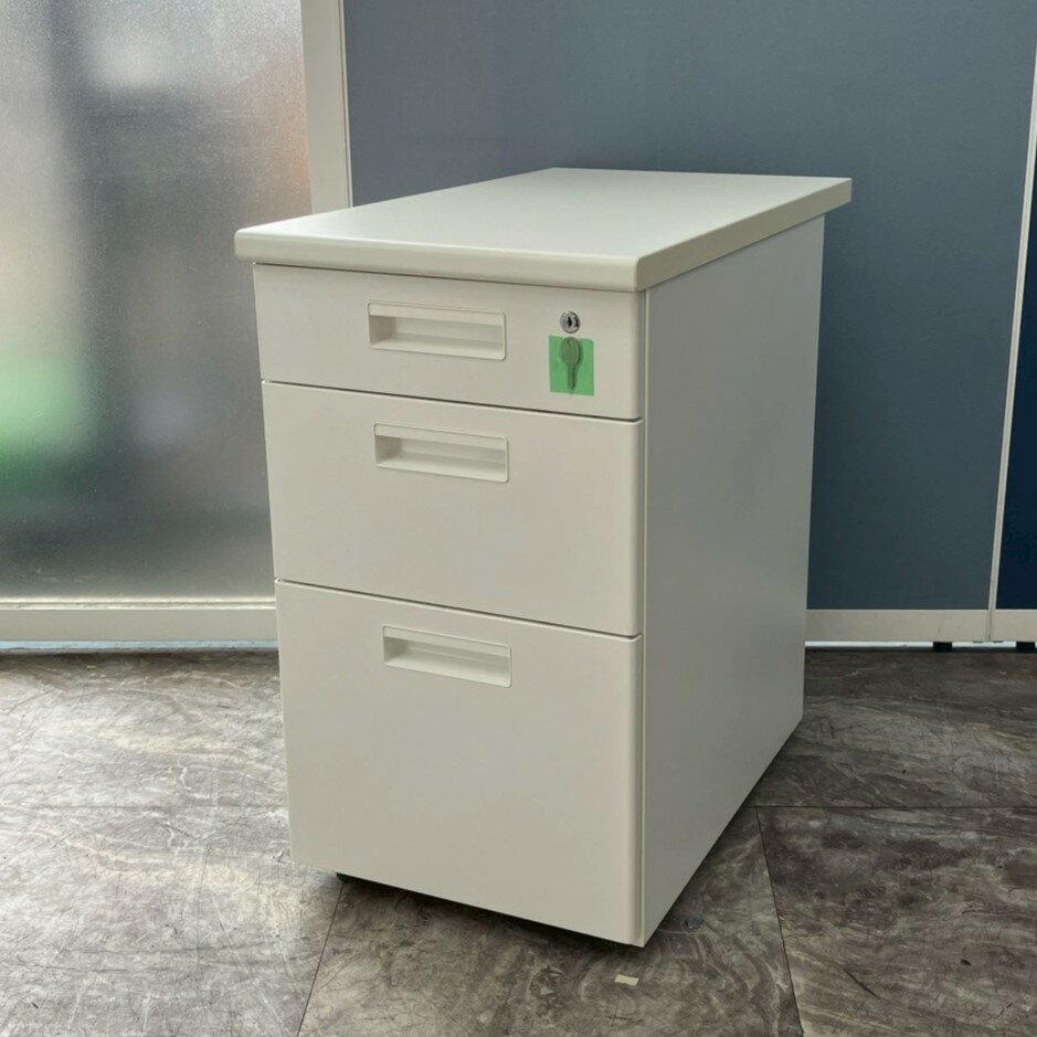 【中古】オフィス家具 SDS-3WH 3段ワゴン ホワイト 収納家具 サイドキャビネット オフィス家具 収納ボックス 引き出し W400 / D700 / H700