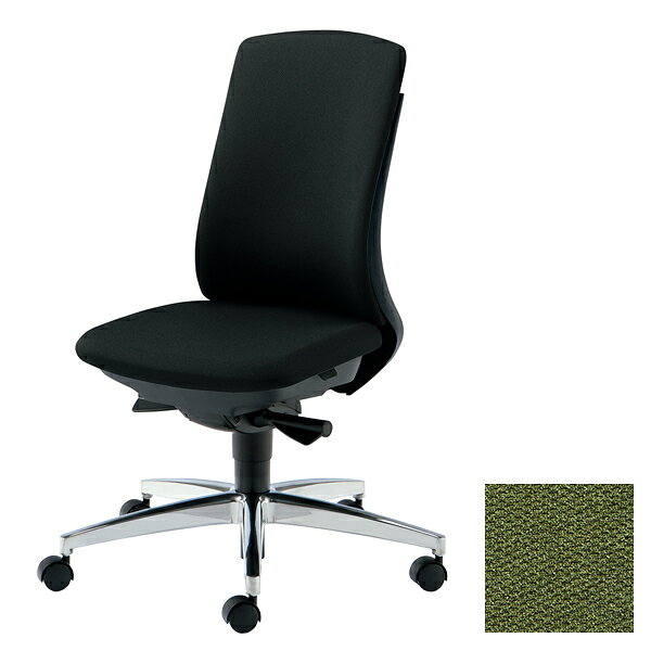 PLUS オフィスチェア BeneS ベネス 肘なし ハイバック ダークグレーフレーム アルミ脚 モスグリーン KC-BN34SL UG220S[ テレワーク 在宅勤務 在宅ワーク リモートワーク 自宅勤務 在宅 SOHO スマートオフィス ]