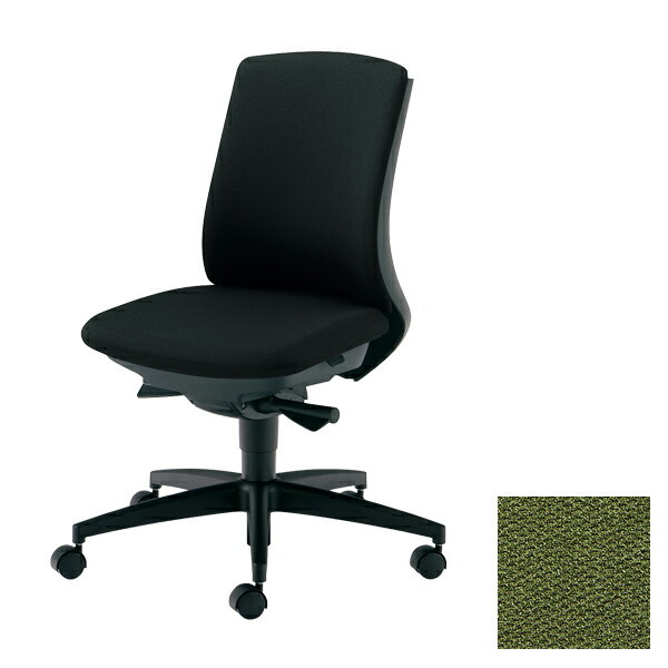 PLUS オフィスチェア BeneS ベネス 肘なし ローバック ダークグレーフレーム 樹脂脚 モスグリーン KC-BN30SL UG220S[ テレワーク 在宅勤務 在宅ワーク リモートワーク 自宅勤務 在宅 SOHO スマートオフィス ]