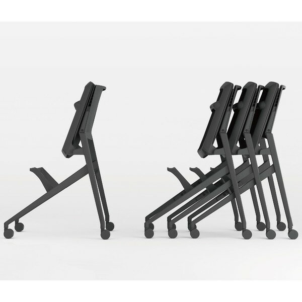 オカムラ ミーティングチェア Marca マルカ 背座メッシュ シルバーフレーム ブラックシェル 肘付 パープル 81M2JG F1E0 [3]