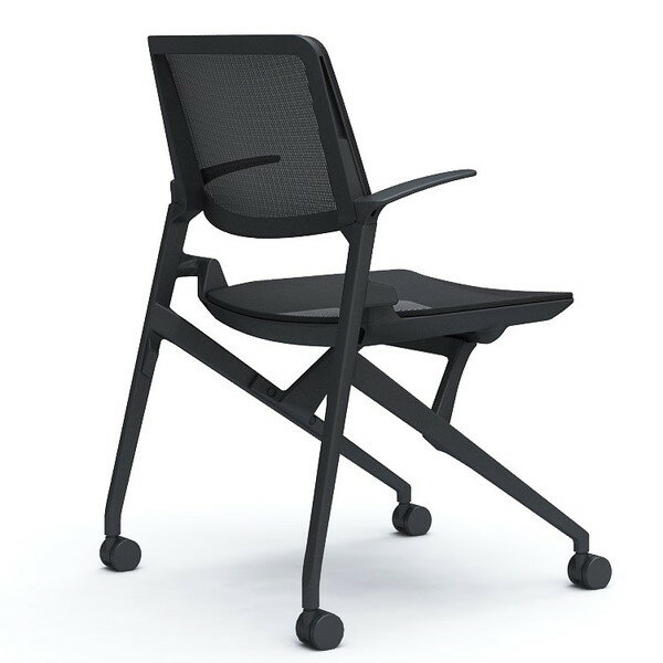 オカムラ ミーティングチェア Marca マルカ 背座メッシュ ブラックフレーム ブラックシェル 肘付 ブラック 81M2RG F1E1 [2]
