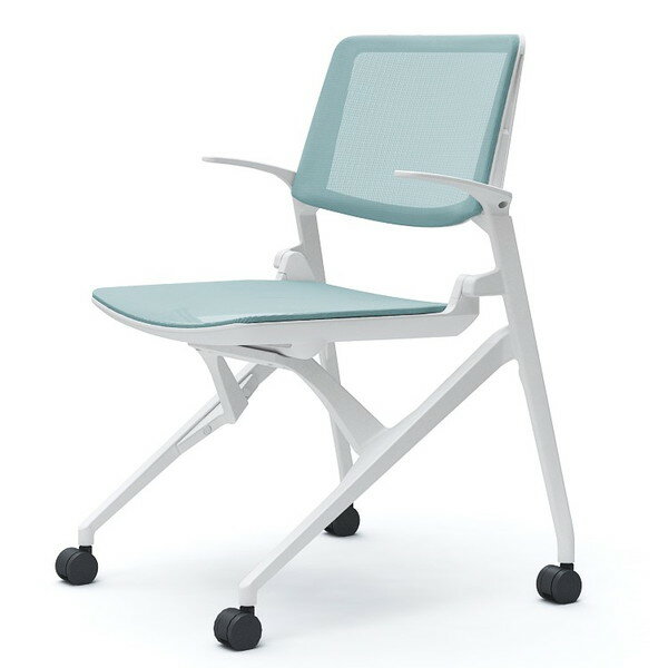 オカムラ ミーティングチェア Marca マルカ 背座メッシュ ホワイトフレーム ホワイトシェル 肘付 セー..