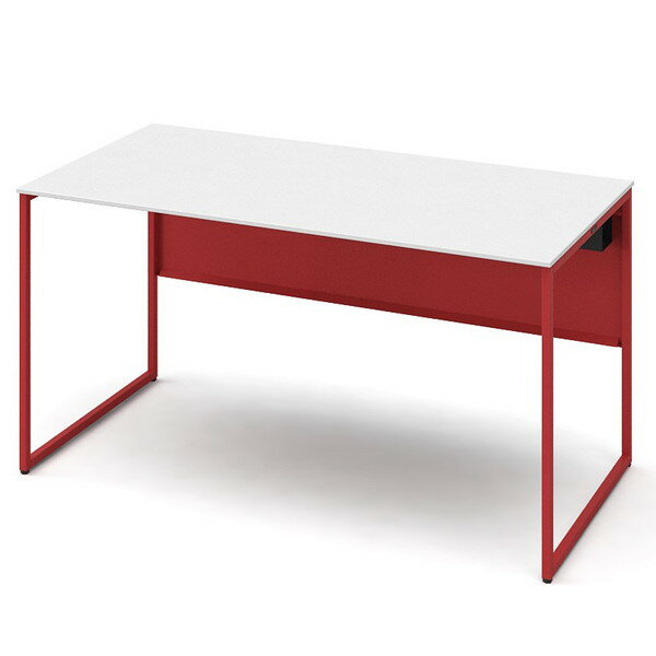 オカムラ 平机 ソリスト スタンダードタイプ オレンジレッド脚 W1400×D700×H720mm ホワイト(メラミン天..