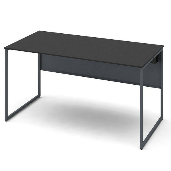 オカムラ 平机 ソリスト スタンダードタイプ ダークグレー脚 W1400×D700×H720mm ブラック(メラミン天板..