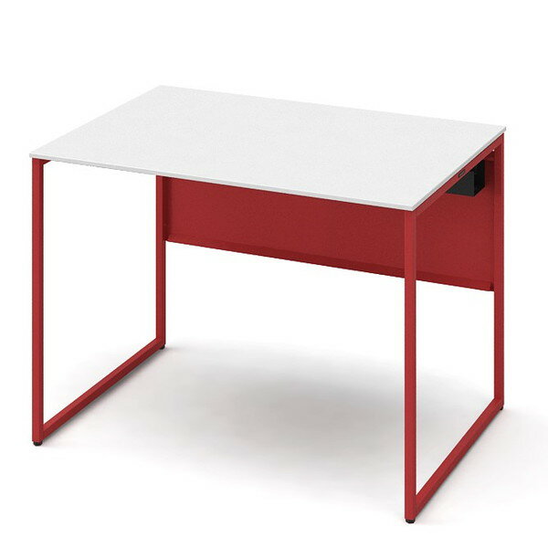 オカムラ 平机 ソリスト スタンダードタイプ オレンジレッド脚 W1000×D700×H720mm ホワイト(メラミン天..
