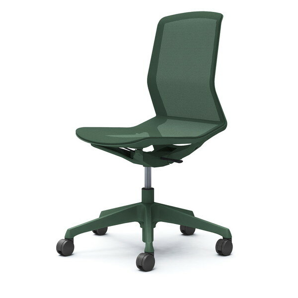 『受注生産品』オカムラ オフィスチェア シナーラ 肘なし ダークグリーン ノーマルナイロンキャスター ..